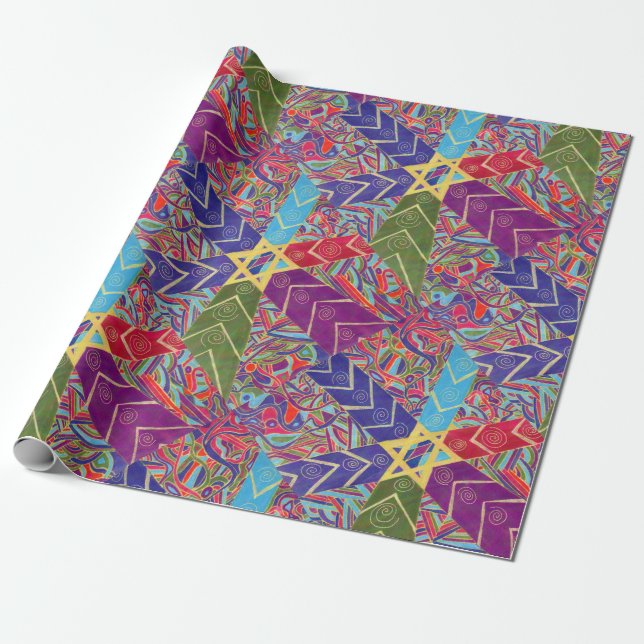 Port Dahlia Hanukkah wrapping paper (Unrolled)