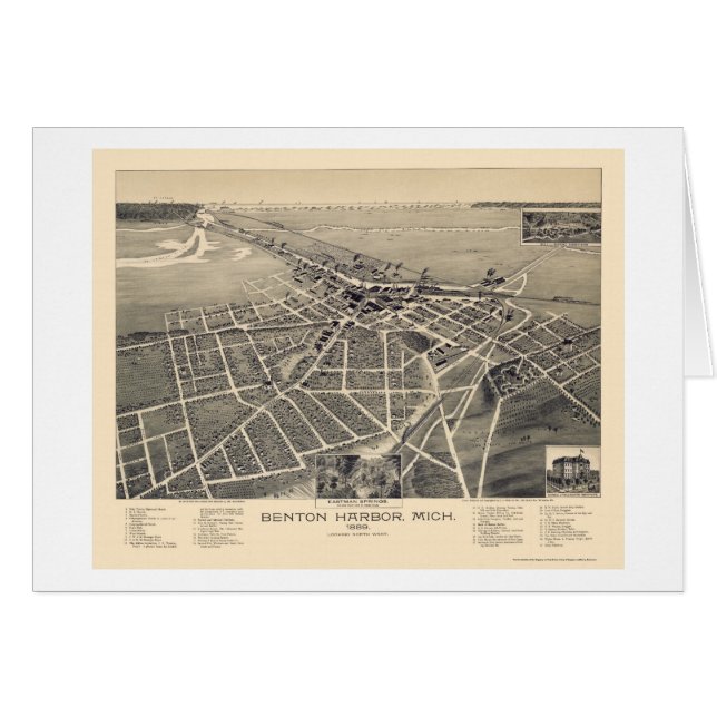 Port de Benton, carte panoramique du Michigan - (Devant horizontal)