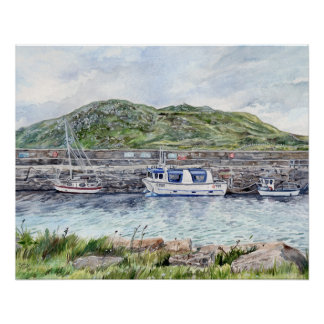 Port de Cleggan, Connemara, Galway Affiche brillan