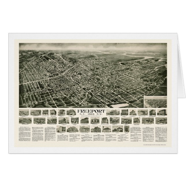 Port franc, carte panoramique de NY - 1925 (Devant horizontal)
