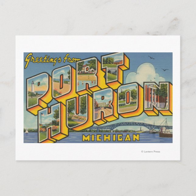 Port Huron, Michigan - Large Letter Scenes 2 Postcard (Front)