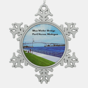 Port Huron Michigan Snowflake Pewter Christmas Ornament