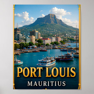 Port Louis Harbour and Tropical Island Views Poster