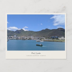 Port Louis Harbour Beneath the Mountains Postcard