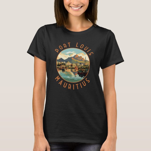 Port Louis Mauritius Retro Distressed Circle T-Shirt (Front)