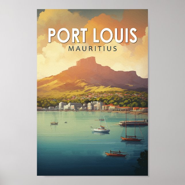 Port Louis Mauritius Travel Art Vintage Poster (Front)