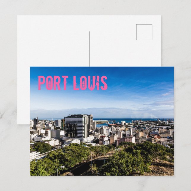 Port Louis Skyline Capital of Mauritius Holiday Postcard (Front/Back)