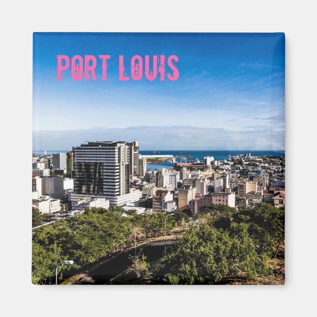 Port Louis Skyline Capital of Mauritius Magnet (Front)