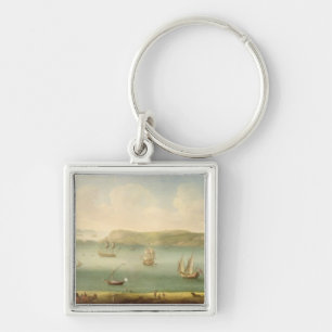 Port Mahon, Minorca, 1730's (oil on canvas) Keychain