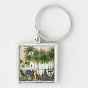 Port of Hanarourou in the Sandwich Islands Keychain