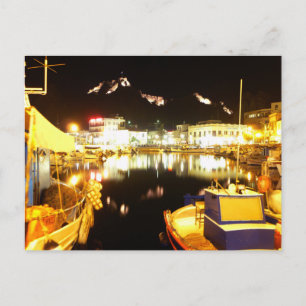 Port Of Myrina At Night Postcard