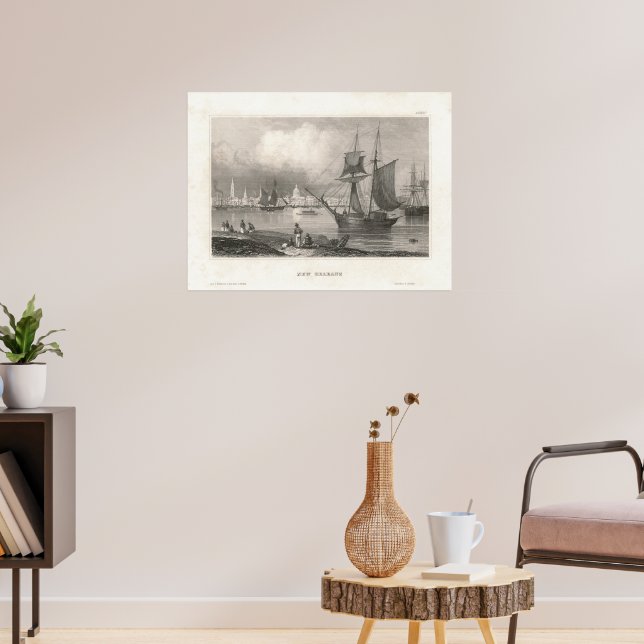 Port of New Orleans with Tall Ships in Harbor Poster (Living Room 3)