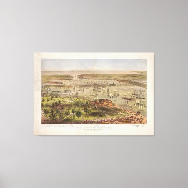 Port of New York from the Battery looking South Canvas Print (Front)