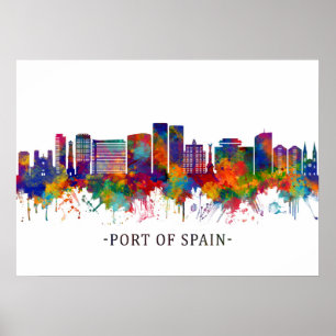 Port Of Spain Trinidad and Tobago Skyline Poster
