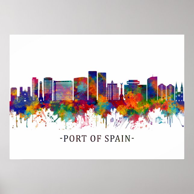 Port Of Spain Trinidad and Tobago Skyline Poster (Front)
