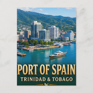 Port of Spain Waterfront and Caribbean Energy Postcard
