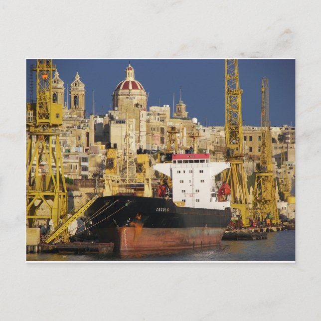 Port of Valletta. Postcard (Front)