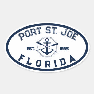 Port St. Joe Florida Beaches Navy Oars Anchor Oval Sticker
