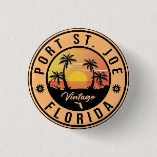 Port St. Joe Florida Retro Sunset Souvenir 1 Inch Round Button