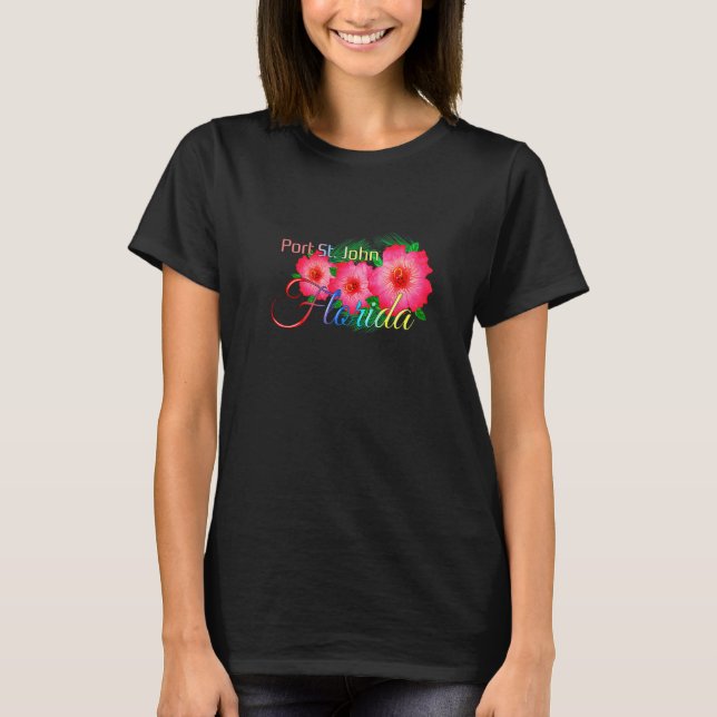 Port St John Florida Tropical Flowers Family Vacat T-Shirt (Front)
