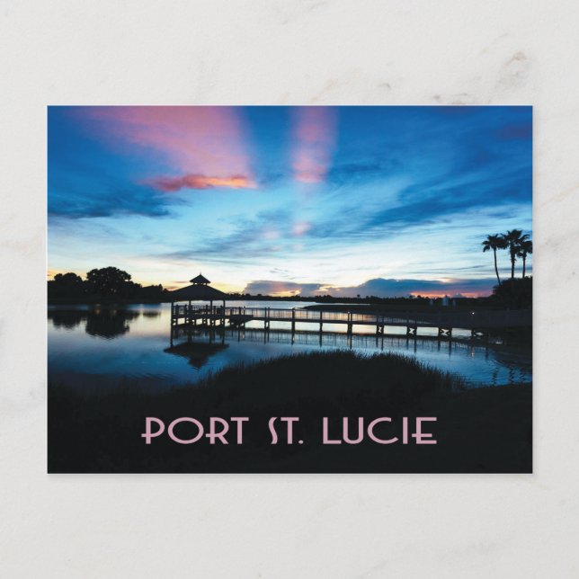 Port St. Lucie, Florida, Dock at Night Postcard (Front)