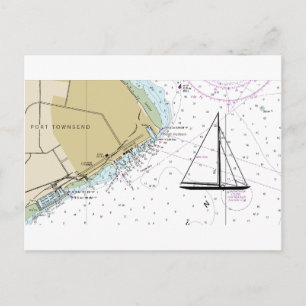 Port Townsend Sailing Nautical Chart Postcard