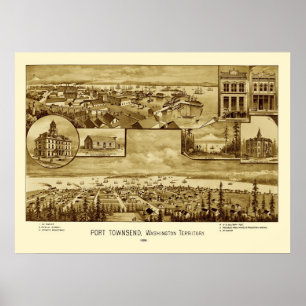 Port Townsend Washington Panoramic Map 1888 Poster