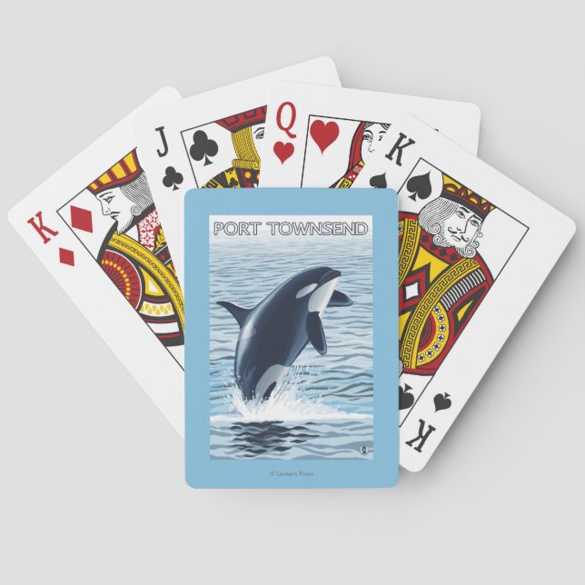 Port Townsend, WashingtonOrca Jumping Playing Cards (Back)