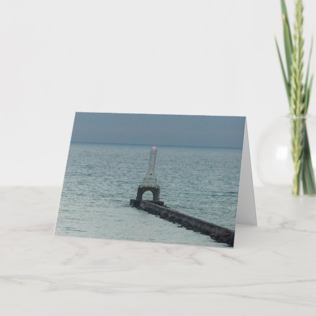 Port Washington Breakwater Light Greeting Card (Front)