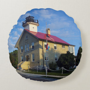 Port Washington Lighthouse round pillow