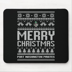 Port Washington Pirates Logo Merry Christmas Ugly Mouse Pad