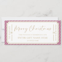 Port Wine Stripe Christmas Gift Voucher Card