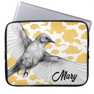 PORTABLE COLIBRI AVEC NUAGES DIY NOM HOUSSE POUR ORDINATEUR