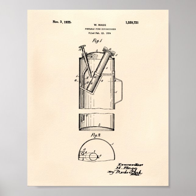 Portable Fire Extinguisher 1925 - Old Peper Poster (Front)