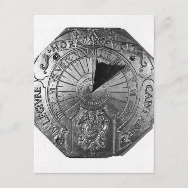 Portable Sundial, from Sierk Castle  1756 Postcard (Front)