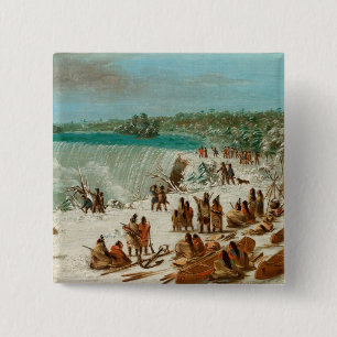 Portage Around the Falls of Niagara at Table Rock 2 Inch Square Button
