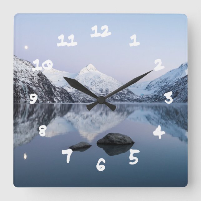 Portage Lake Twilight Square Wall Clock (Front)