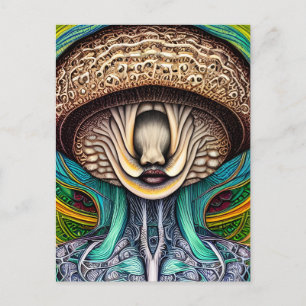 Portait of a Mushroom With Human Features Postcard