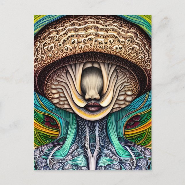 Portait of a Mushroom With Human Features  Postcard (Front)