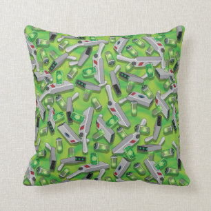 Portal Gun Pattern Throw Pillow