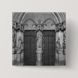 Portal with a trumeau depicting the Virgin 2 Inch Square Button
