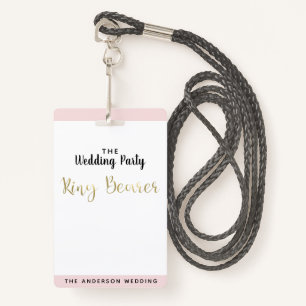 Porte-anneau Gold Mariage Party VIP Pass Badge
