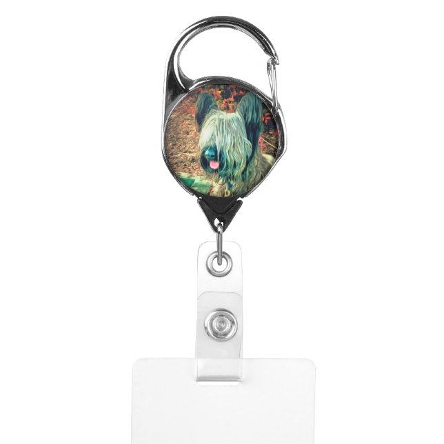 Porte-badge support d'insigne de terrier de skye (Devant)