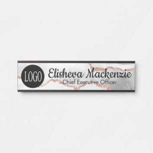 Porte blanche Rose Or Signes de bureau Plaque de n