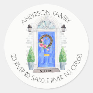 Porte bleue   Nouveau Sticker Étiquette de adress