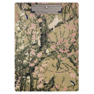 Porte-bloc 18.桃 花 小 禽 図, 冲 fleurs de pêche et petits oiseaux,