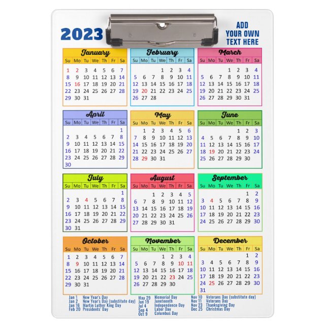Porte-bloc 2023-2026 Calendrier avec jours fériés Moderne  (Devant)