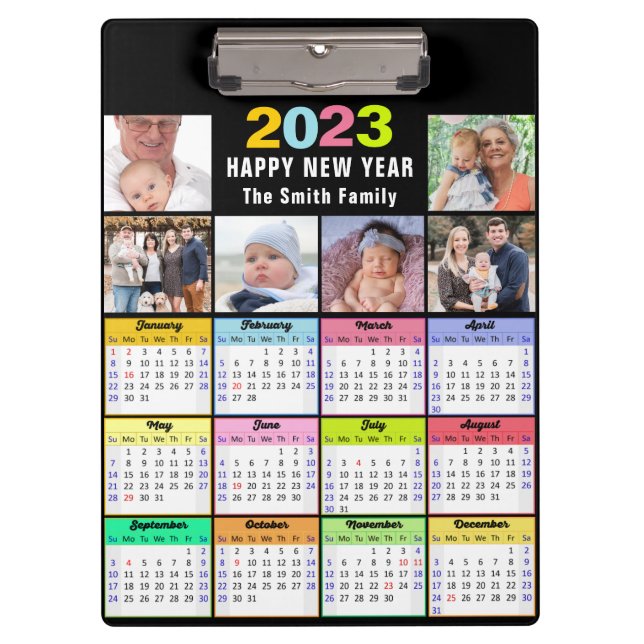 Porte-bloc 2023-2026 Calendrier Personnalisé Famille 6 Photo  (Devant)