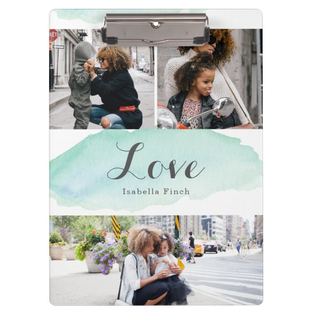 Porte-bloc 3 Photo Turquoise Aquarelle (Devant)