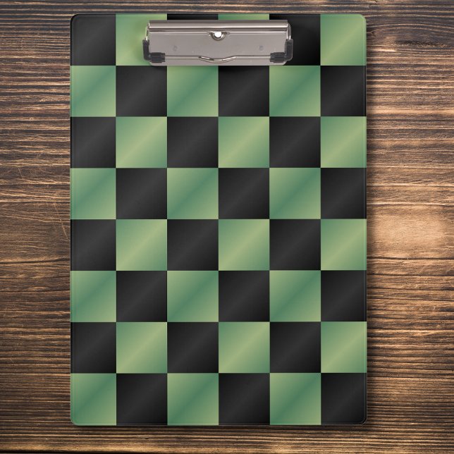 Porte-bloc À damiers moderne vert olive noir dégradé (Créateur téléchargé)
